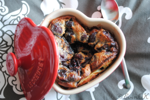 Dried Blueberry Bread Pudding for Valentine's Day