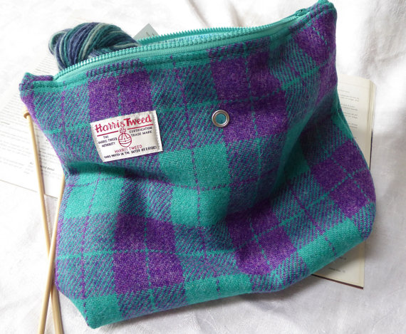 Harris Tweed Knitting Bag from Etsy