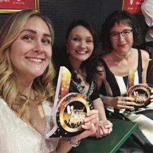 Me, Nadia of The Cottage Notebook, and Carol Feller of Stolen Stitches at 2017 Blog Awards