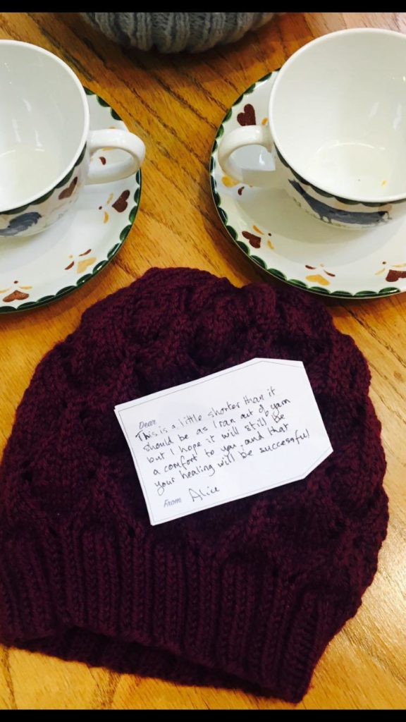 Beanie hat with tea cup