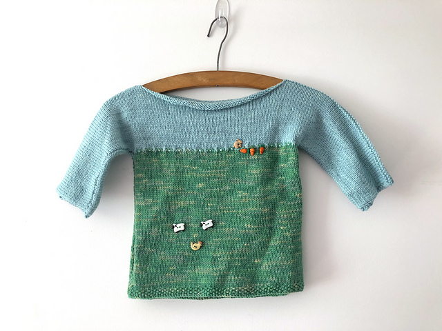 Baby Knitting Patterns | Field & Sky Pullover | EvinOK