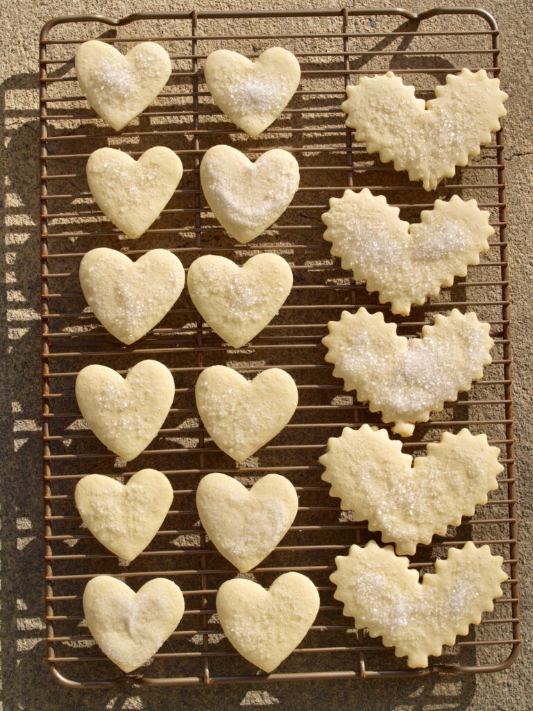 Heart shaped sugar cookies for Valentine's Day