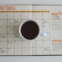 Journal calendar open to October. Photo by Estee Janssens